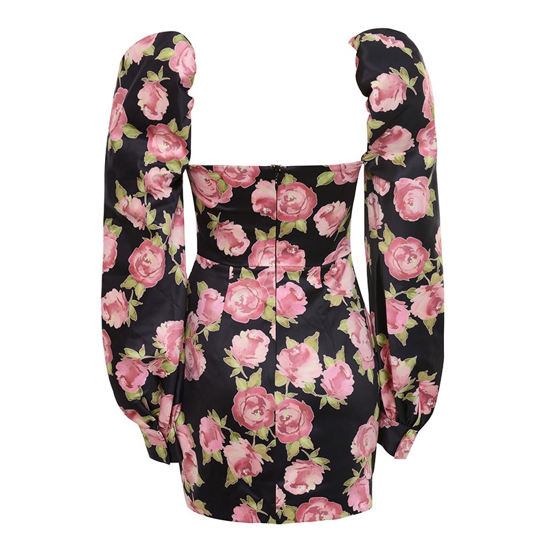 Women's Rose Printed Mini Dress