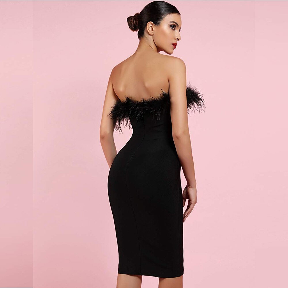Women's Fur Trim Party Dress