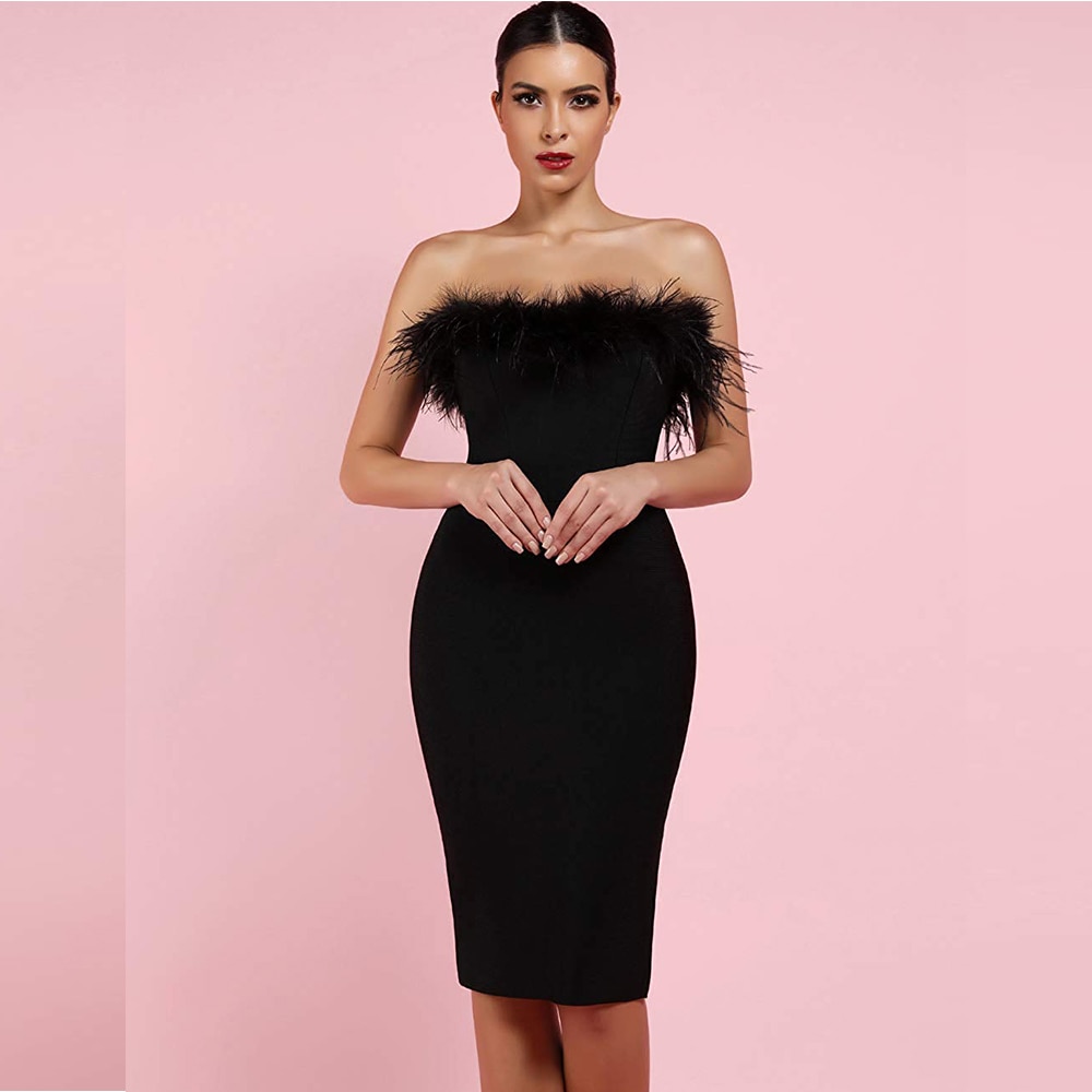 Women's Fur Trim Party Dress