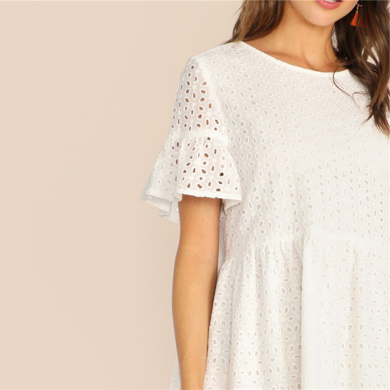 Women's Boho Style White Mini Dress