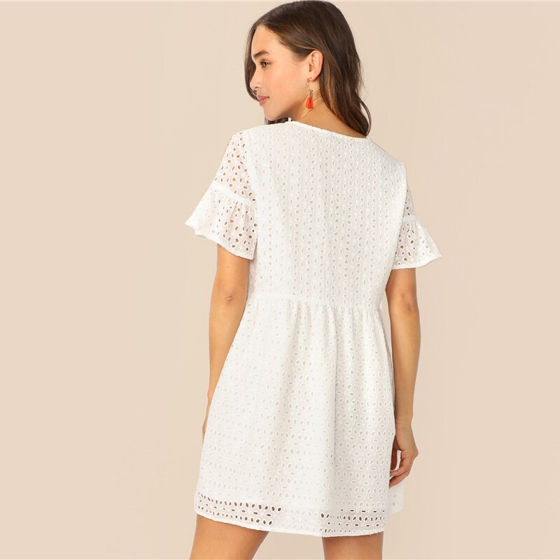 Women's Boho Style White Mini Dress