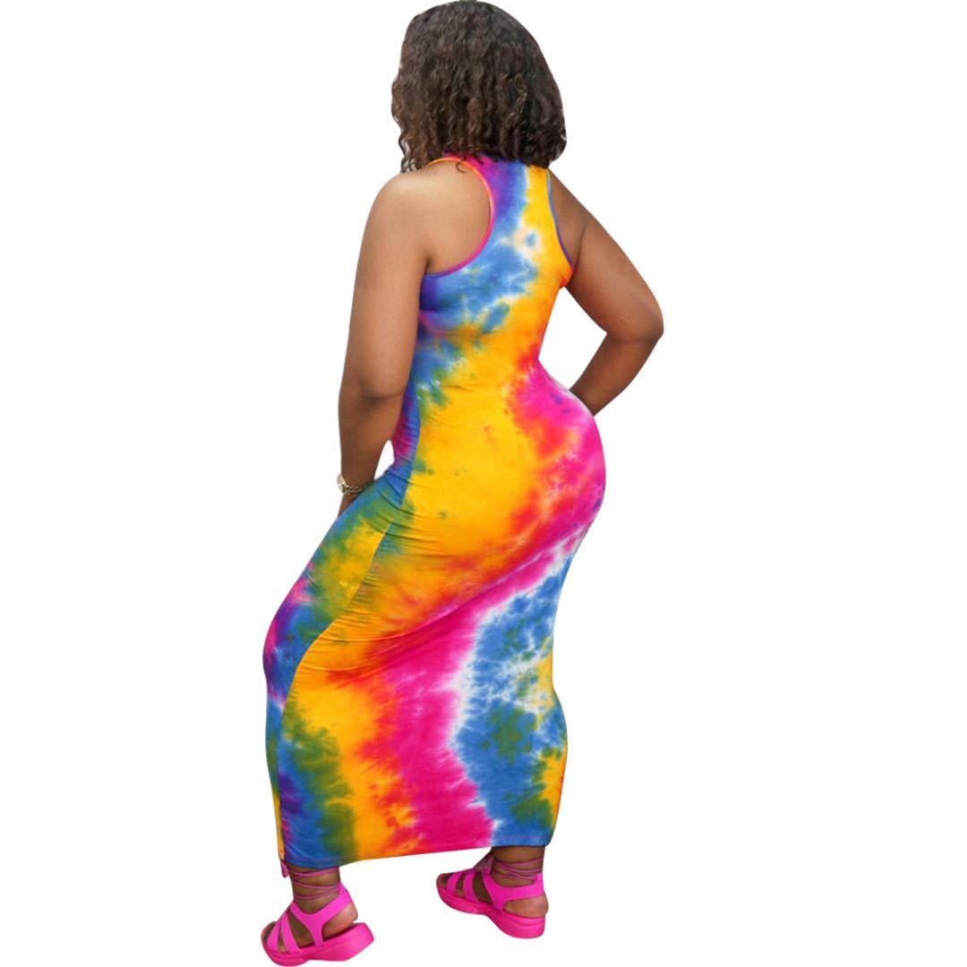 Summer Women 's Tie-Dye Dress with Black Lives Matter Print