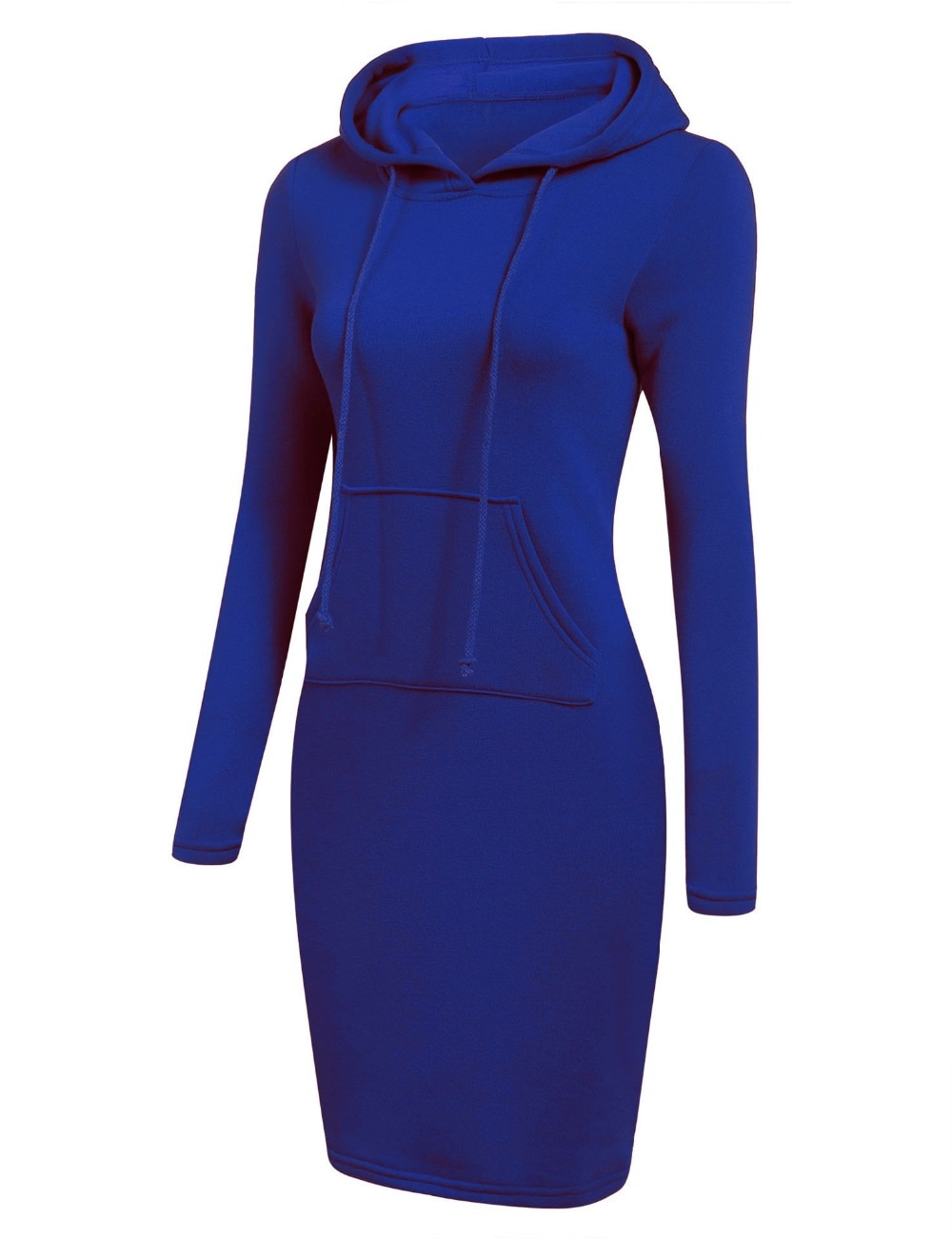 Women's Solid Color Hooded Knee-Length Dress